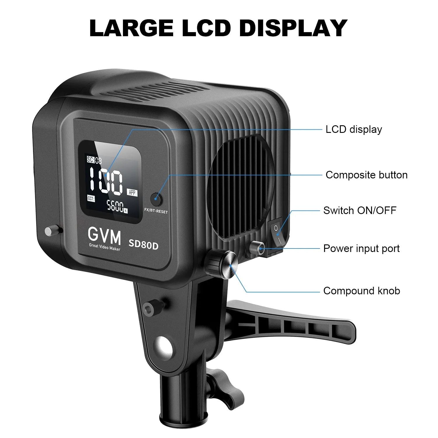 GVM SD80D 80w Bi-Color Outdoor Portable Spotlight(BOGO)
