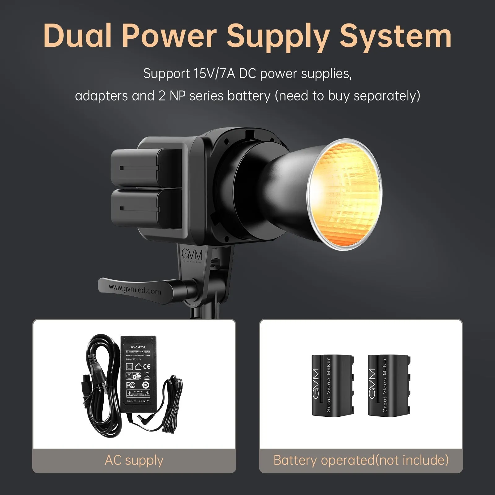 GVM SD80D 80w Bi-Color Outdoor Portable Spotlight(BOGO)