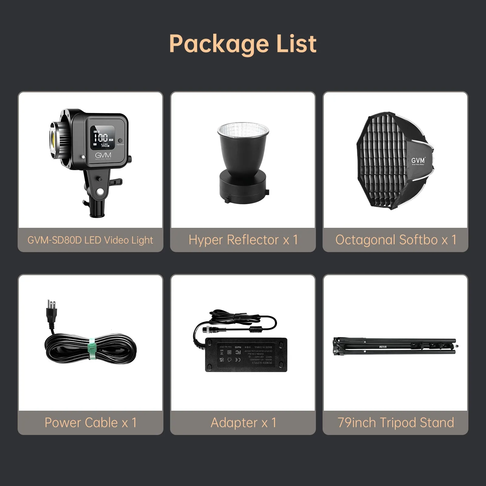 GVM SD80D 80w Bi-Color Outdoor Portable Spotlight(BOGO)