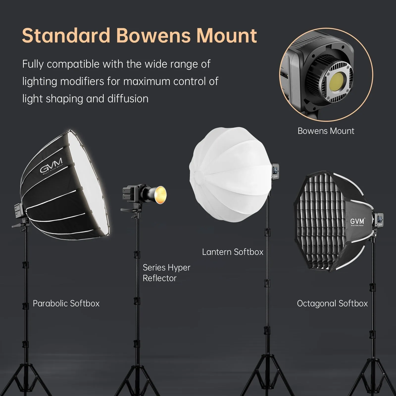 GVM SD80D 80w Bi-Color Outdoor Portable Spotlight(BOGO)