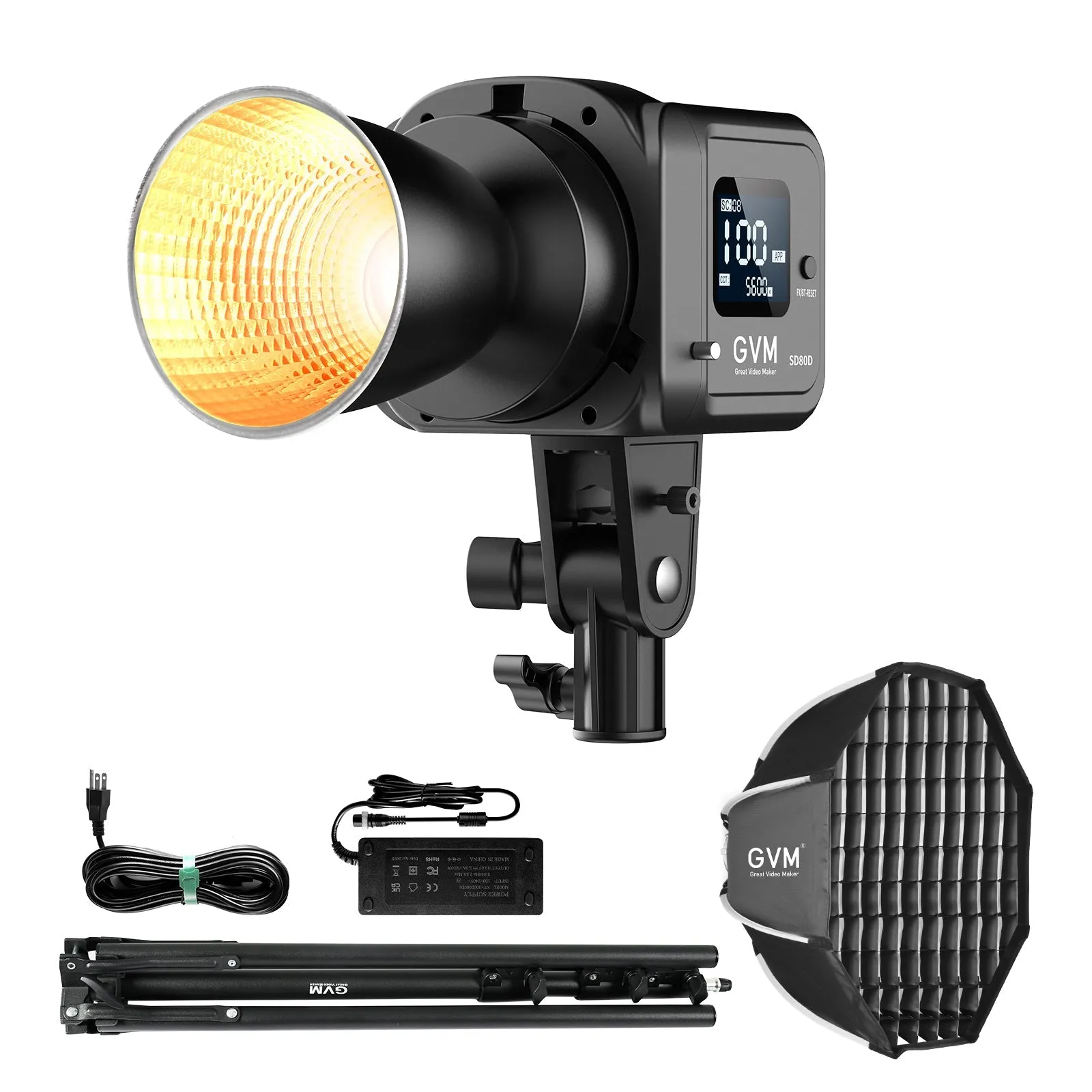 GVM SD80D 80w  Bi-Color Spotlight  Daylight with Softbox