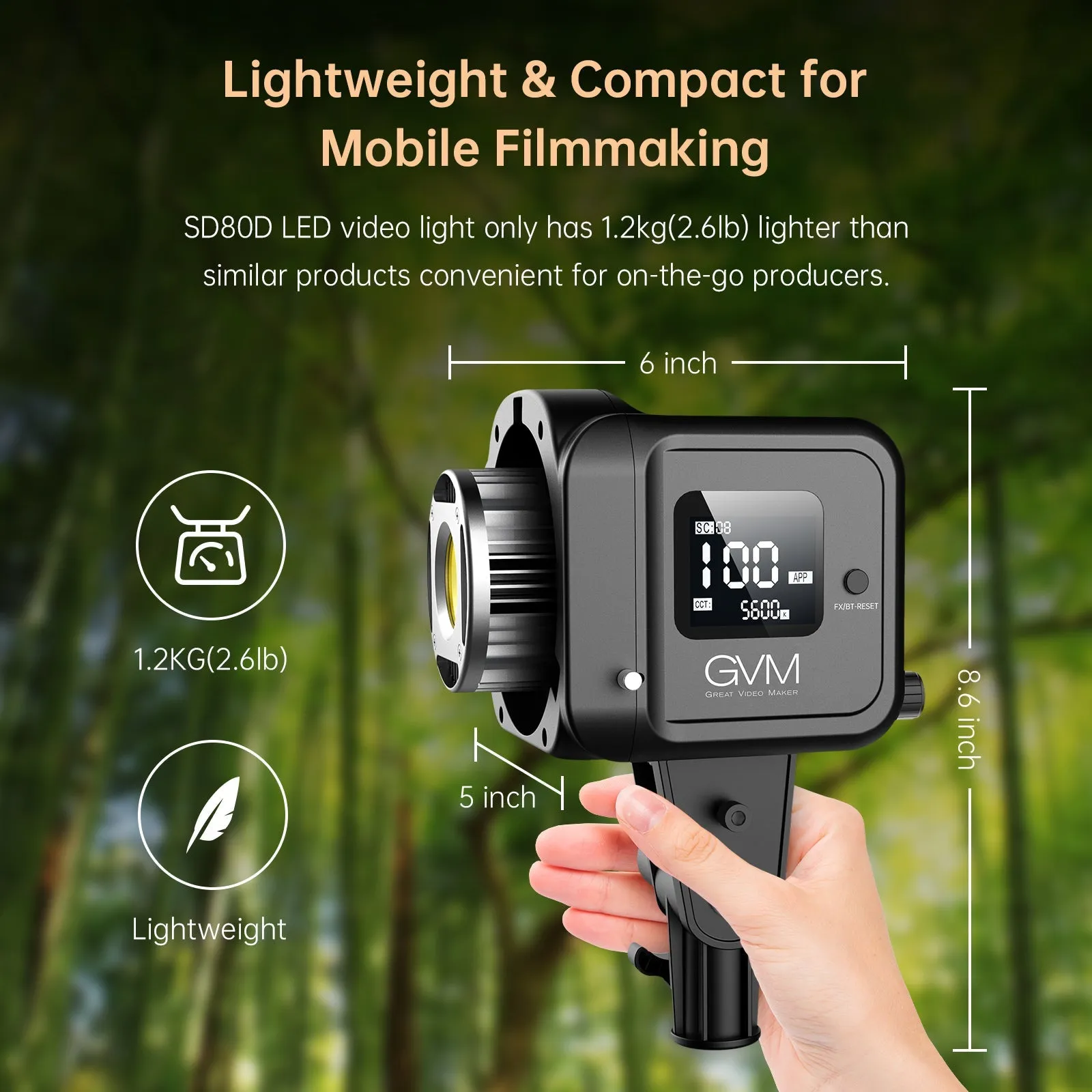 GVM SD80D 80w  Bi-Color Spotlight  Daylight with Softbox