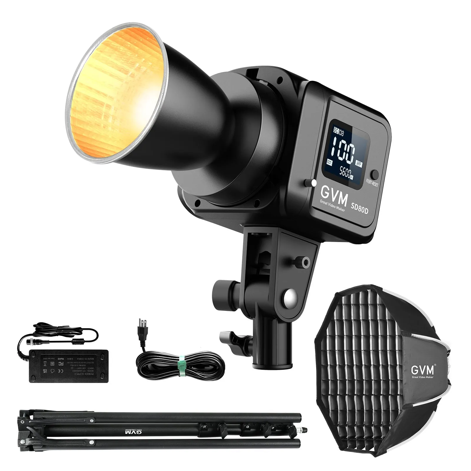 GVM SD80D 80w  Bi-Color Spotlight  Daylight with Softbox