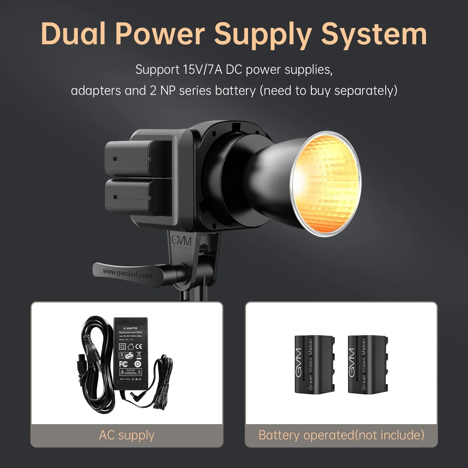 GVM SD80D 80w  Bi-Color Spotlight  Daylight with Softbox
