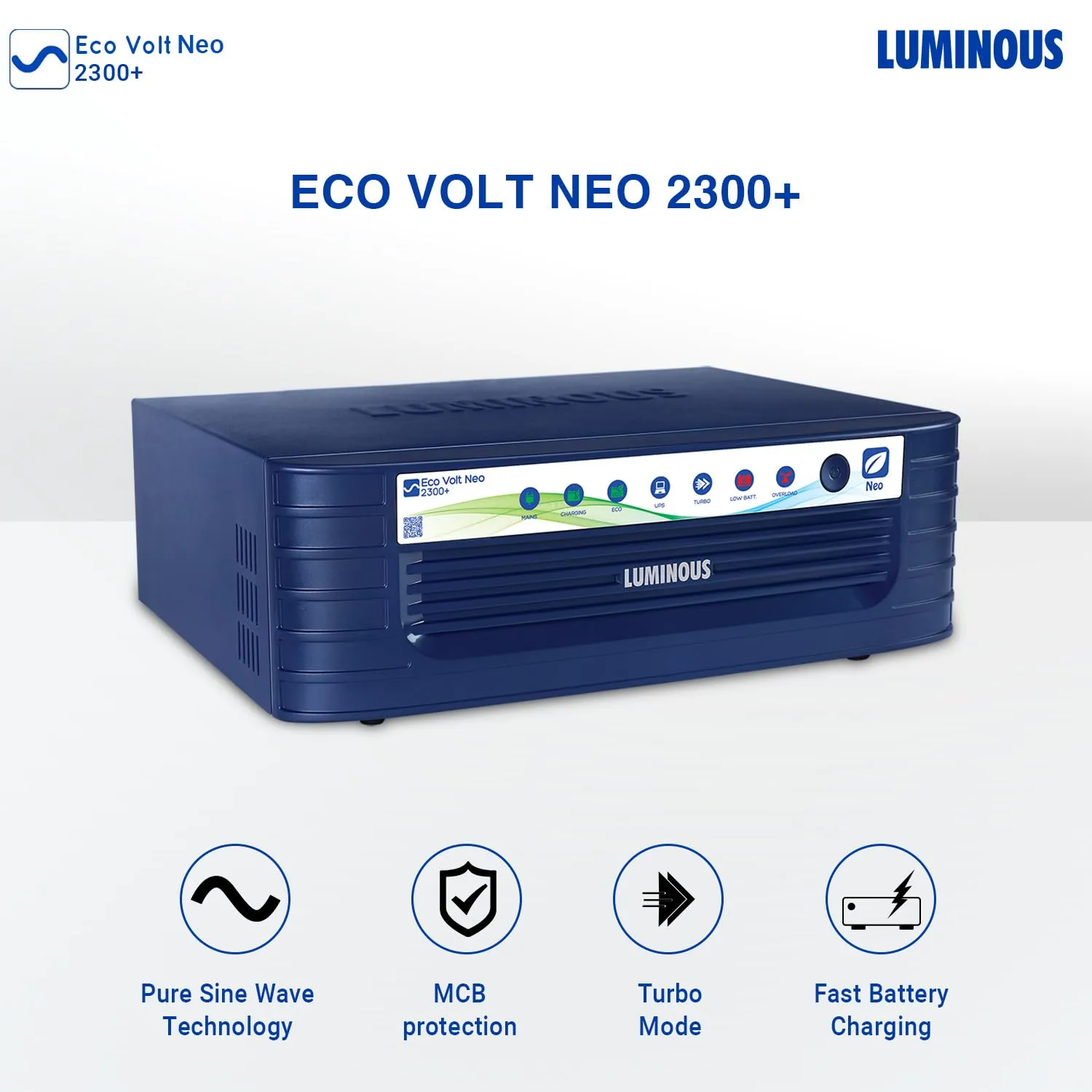 Luminous Inverter Eco Volt Neo 2300  Sine Wave 2000VA/ 24V Inverter for Home, Office & Shops