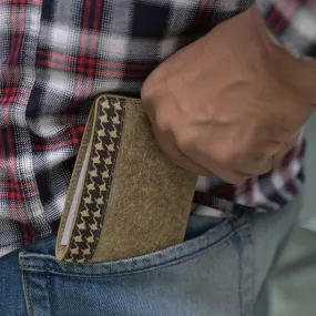 Men Wallet | 2 Cash & 1 Coin Pocket | Coconut Leather | Print Accent | Peanut