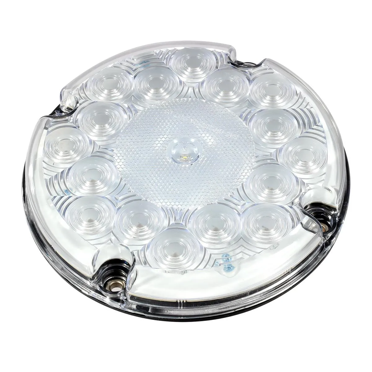 Partsam 2Pcs 7inch Round White LED Backup Lights 17 LED Marker Clearance Running Lights Surface Mount for Transit Vehicles Bus Truck Trailers