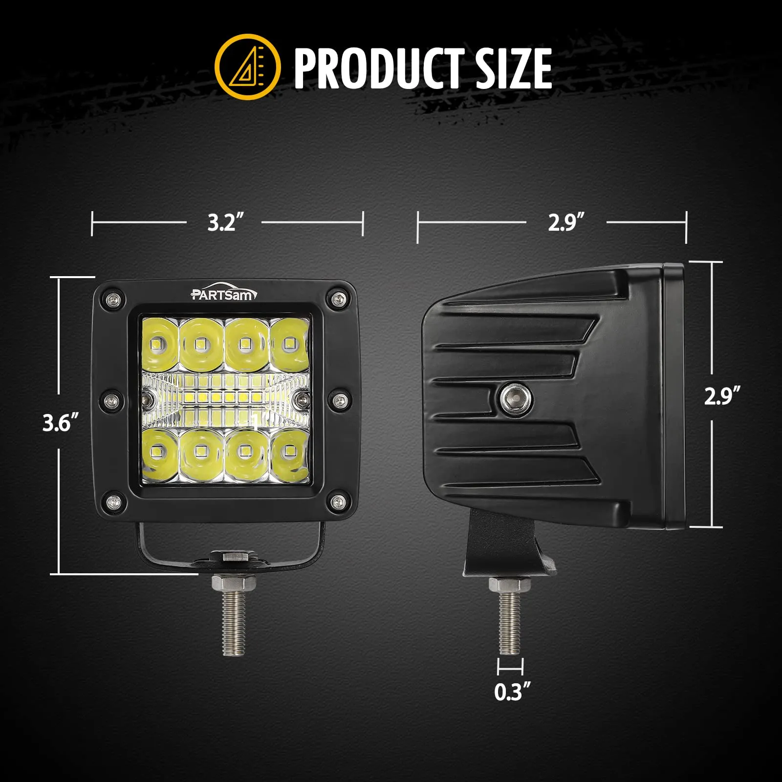 Partsam 3" Inch LED Pods Driving Lights for Offroad Pickup ATV UTV SUV