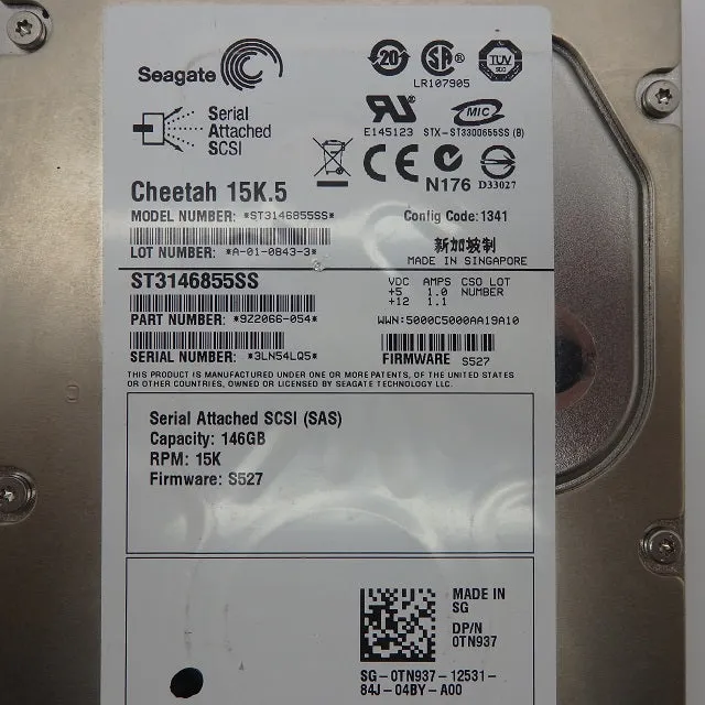Seagate 146.8GB 15K SAS 3.5" Hard Drive ST3146855SS