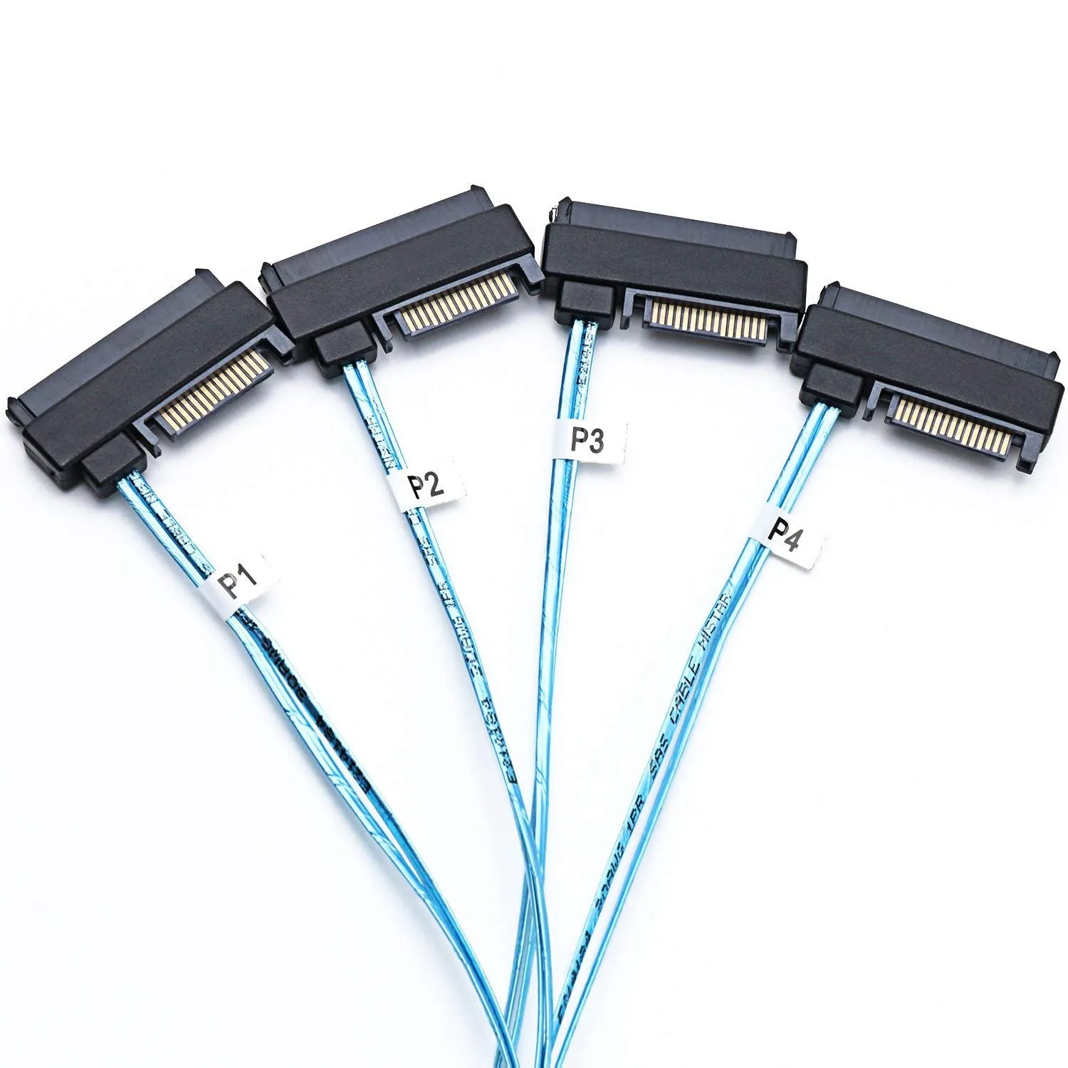 SFF-8643 Internal Mini SAS HD to (4) 29pin SFF-8482 connectors with SAS 15pin Power Port 12GB/S Cable