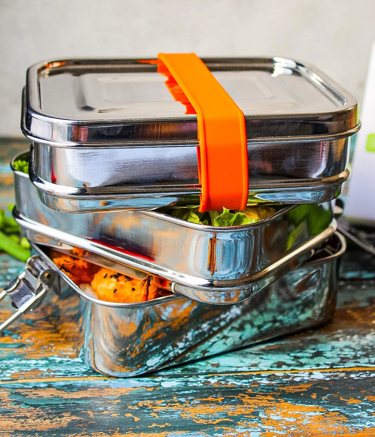 Stainless Steel Lunch Box, Leak Proof, 3 Tier Rectangle with Bonus Pod