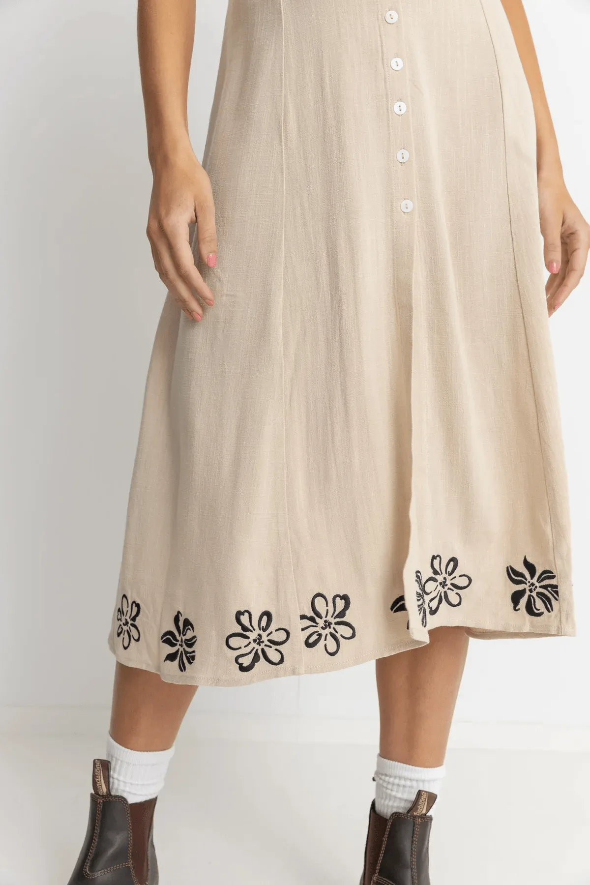 Sundance Floral Cap Sleeve Midi Dress - Natural