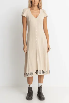 Sundance Floral Cap Sleeve Midi Dress - Natural