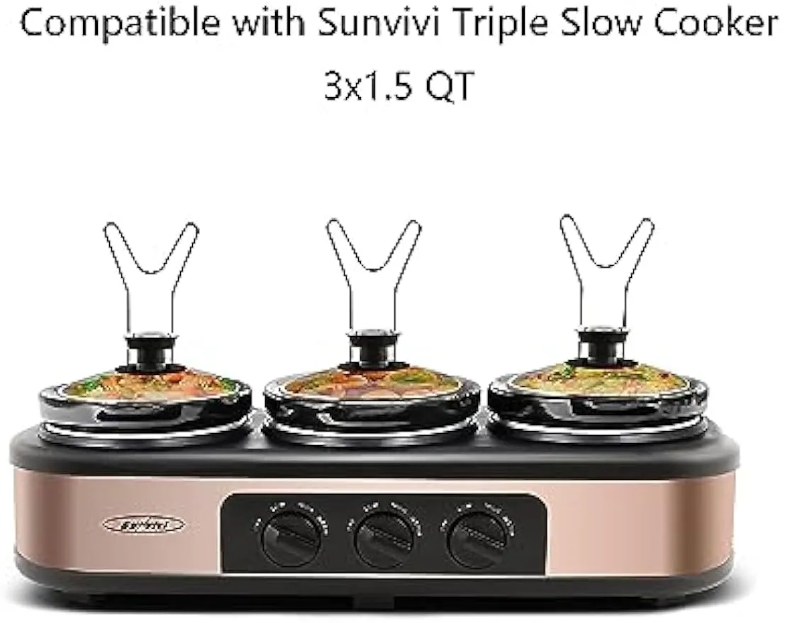 Sunvivi 1.5Qt Tempered Glass Replacement for Sunvivi Triple Slow Cooker Cover, Clear, Dishwasher
