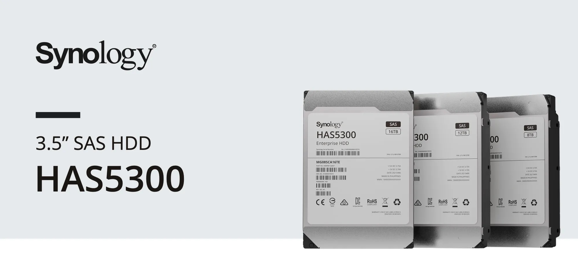Synology 16TB HAS5300-16T Enterprise 3.5" SAS 12Gb/s 7200rpm 512MB Cache HDD
