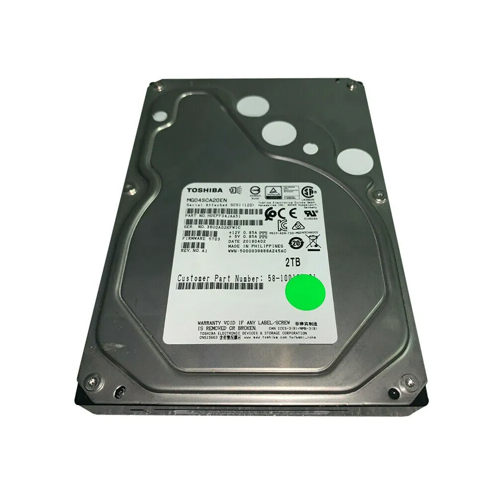 Toshiba (SAS) 3.5" 2TB Server Internal HD 7200rpm 12Gb/s HDD, MG04SCA20EN
