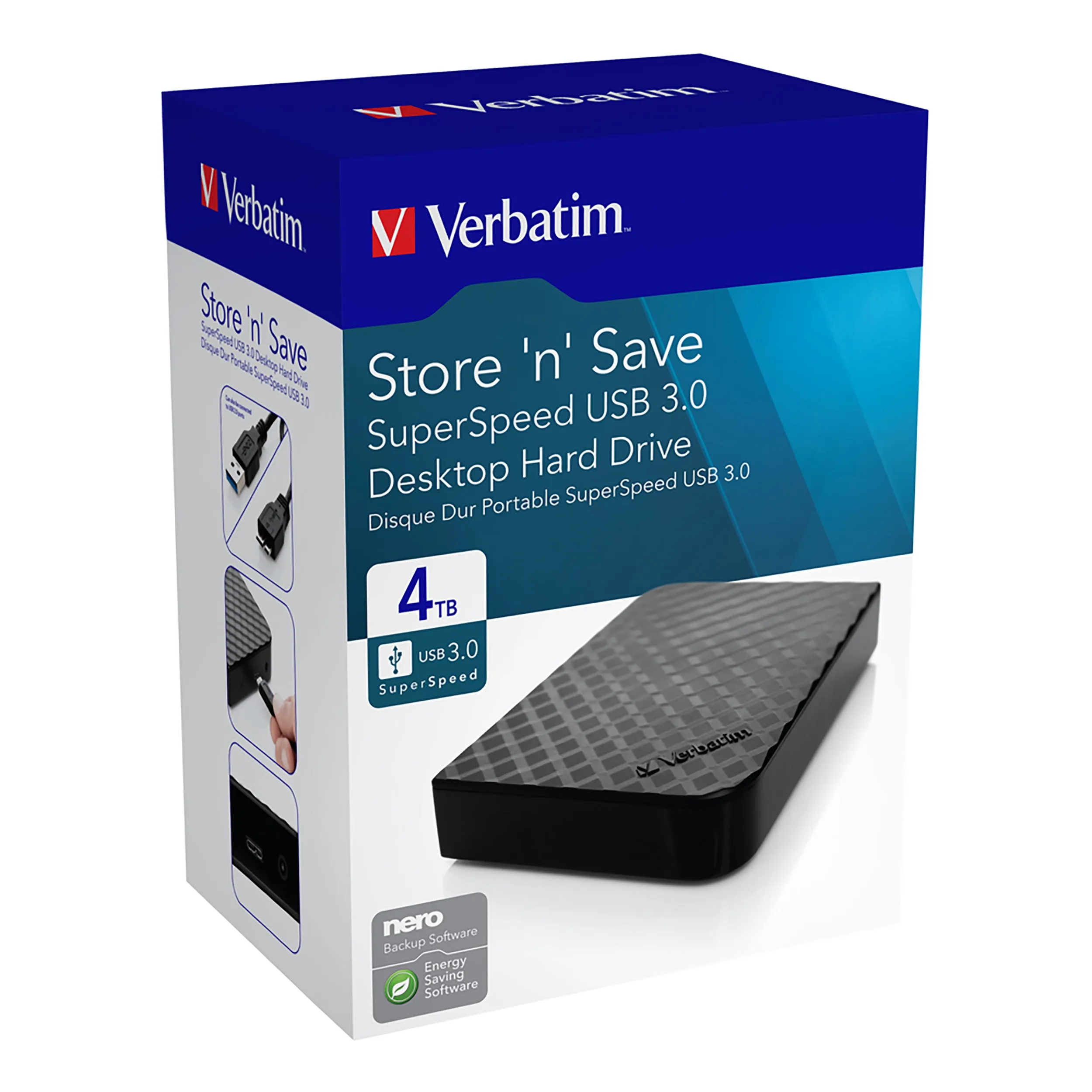 Verbatim 4TB Store 'n' Save Desktop Hard Drive, USB 3.0 3.5"