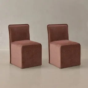 Washable Upholstered Dining Chair | 15” Back Height in Chestnut (Set of 2)