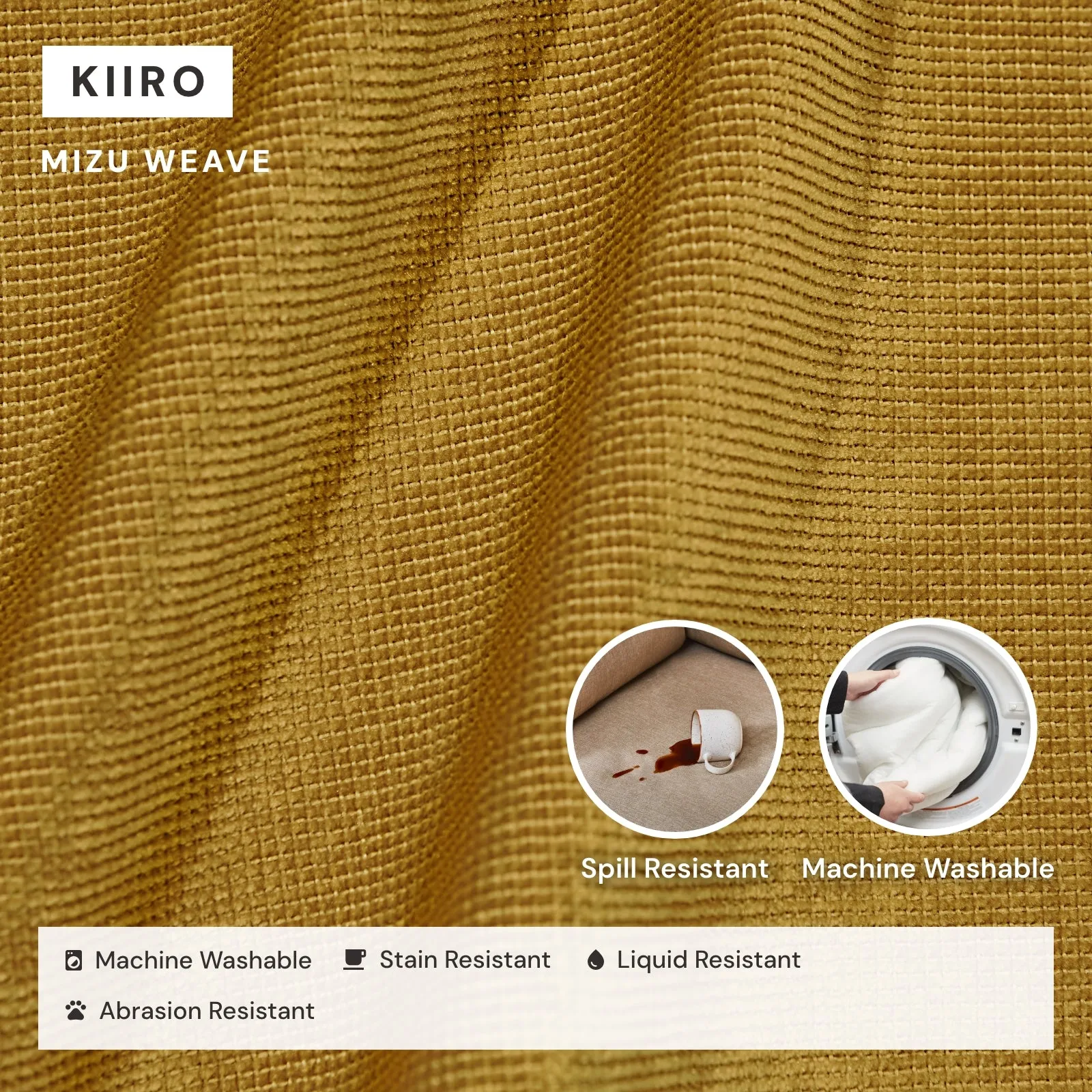 Washable Upholstered Dining Chair | 15" Back Height in Kiiro (Set of 2)