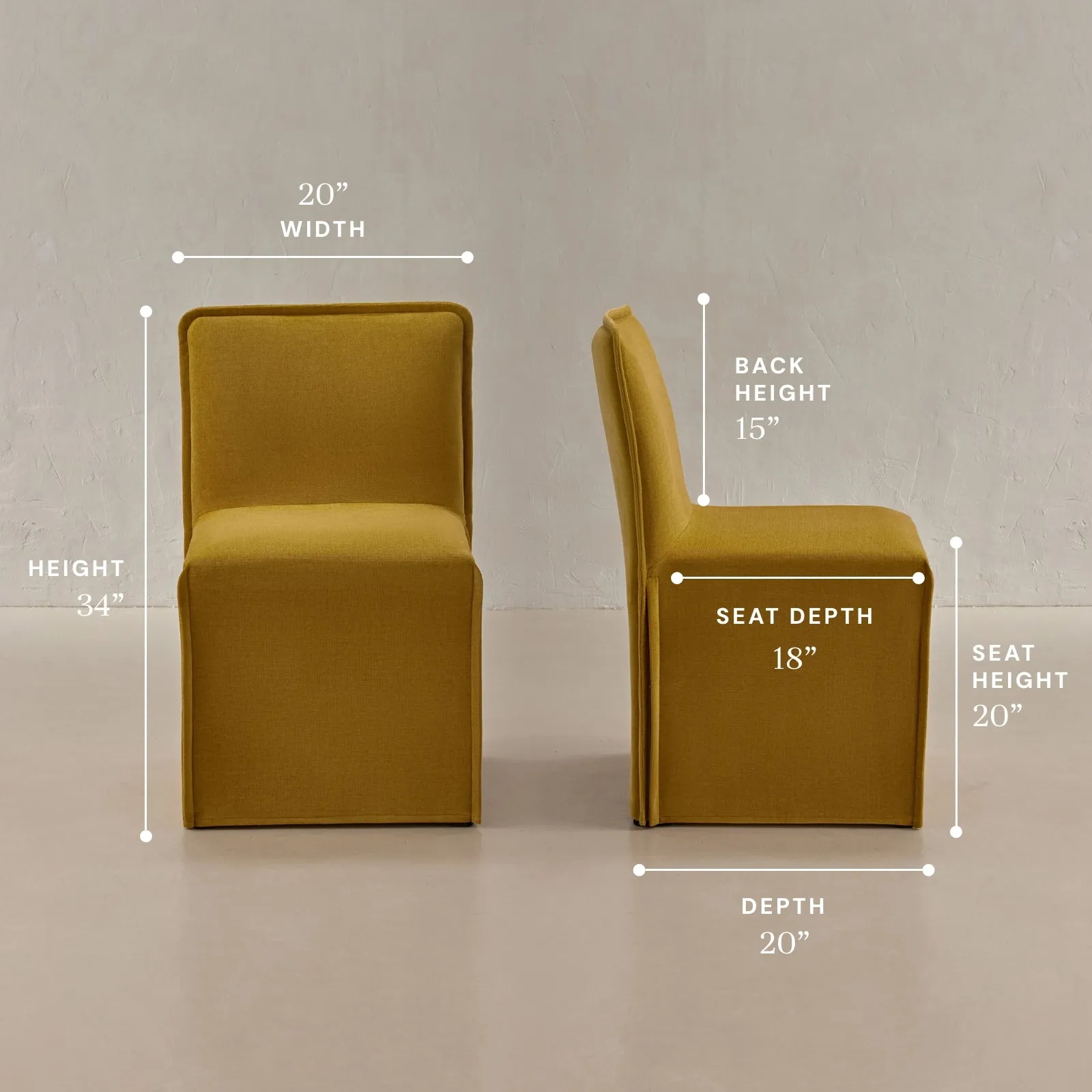 Washable Upholstered Dining Chair | 15" Back Height in Kiiro (Set of 2)
