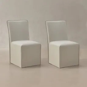 Washable Upholstered Dining Chair | 19” Back Height in Eggshell (Set of 2)
