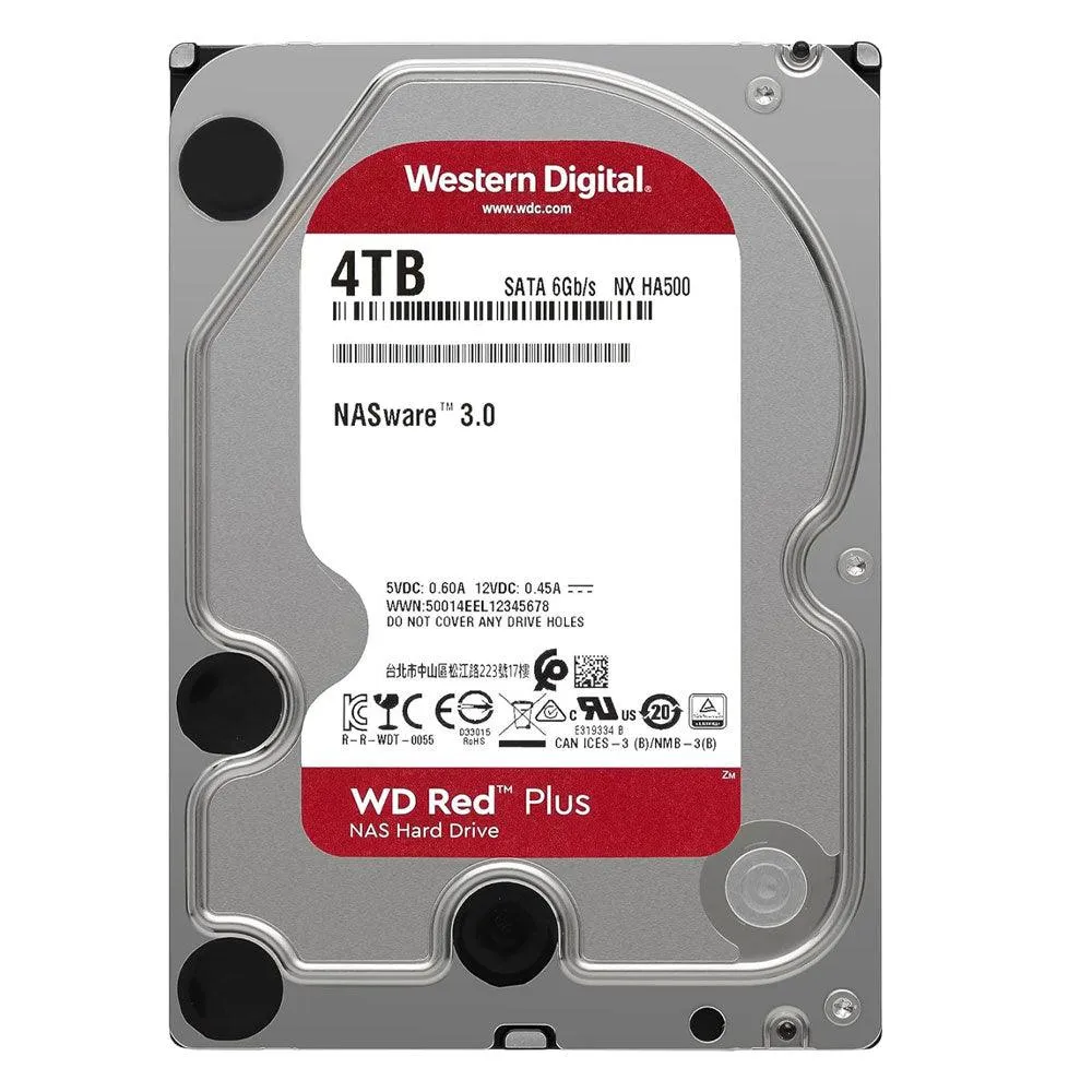 Western Digital Red Plus NAS 4TB 3.5 Inch Server Internal Hard Drive